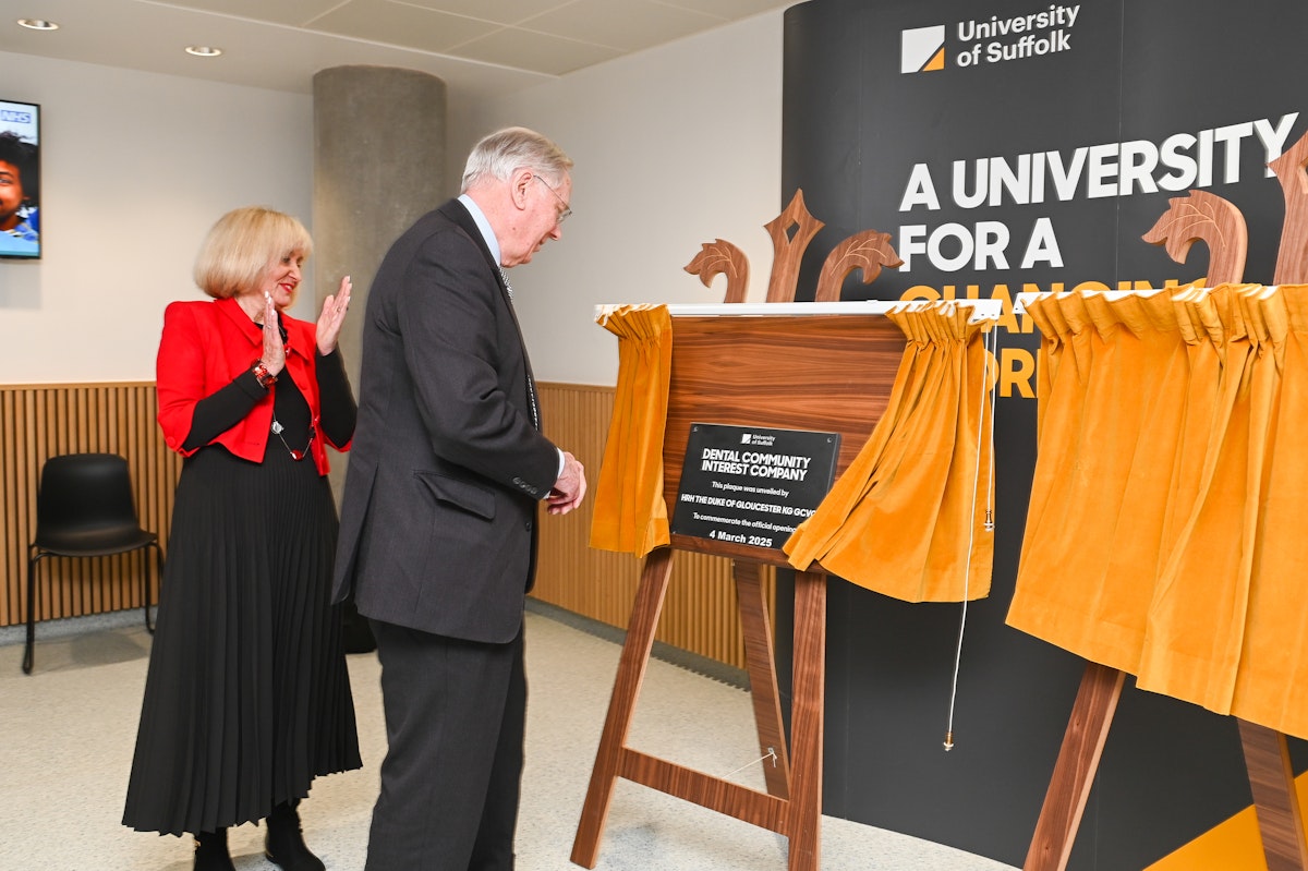 The Duke of Gloucester opening the University of Suffolk Dental CIC